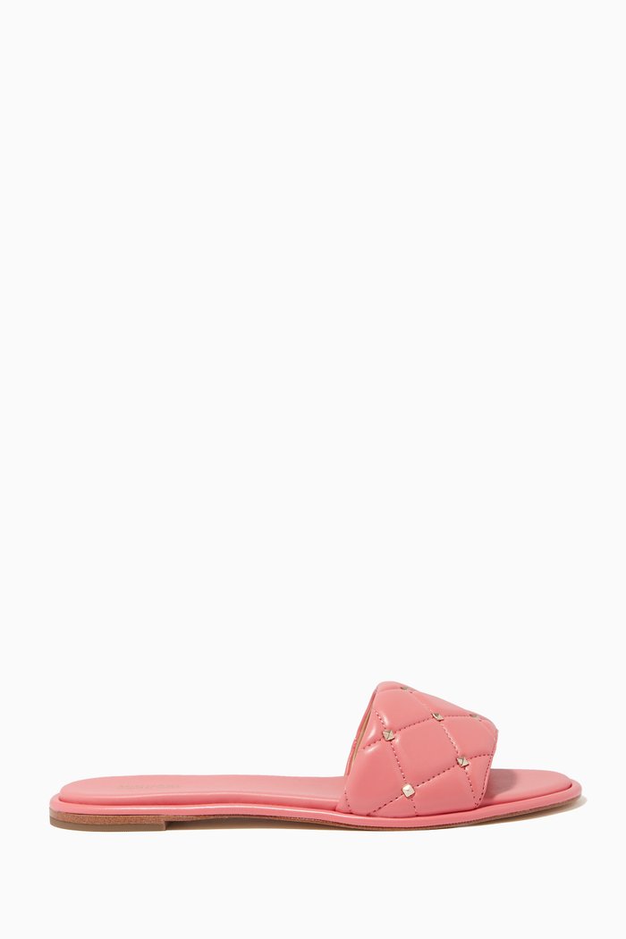 

Rina Studded Slides in Quilted Leather, Red