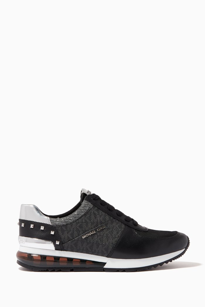 

Allie Sneakers in Leather & Logo Canvas, Black