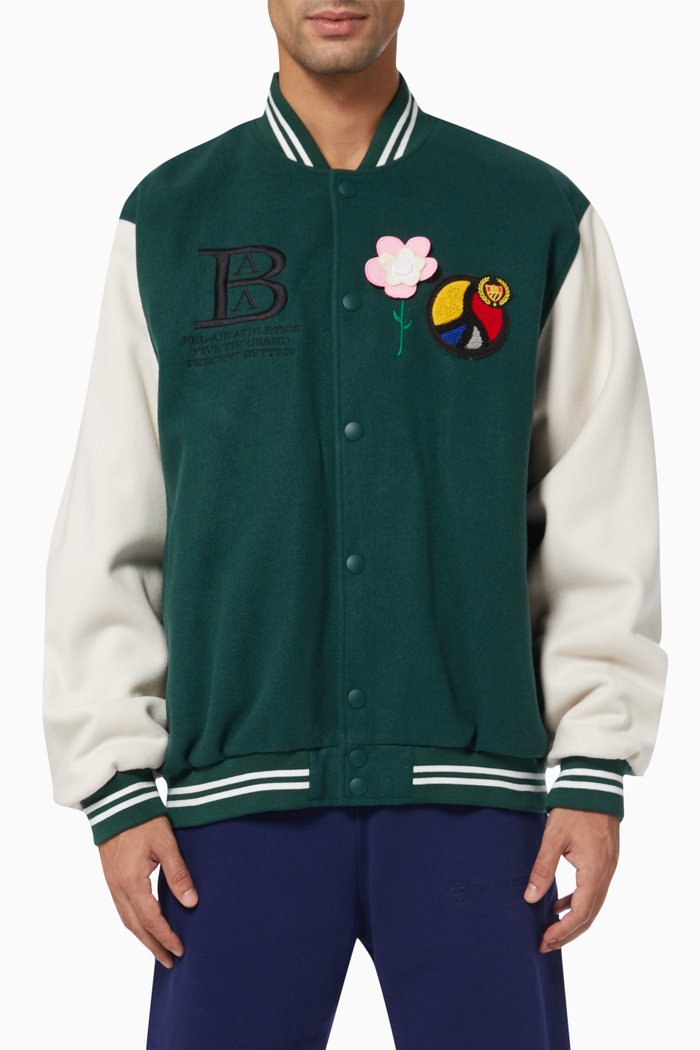 

Varsity Jacket in Recycled Wool, Green
