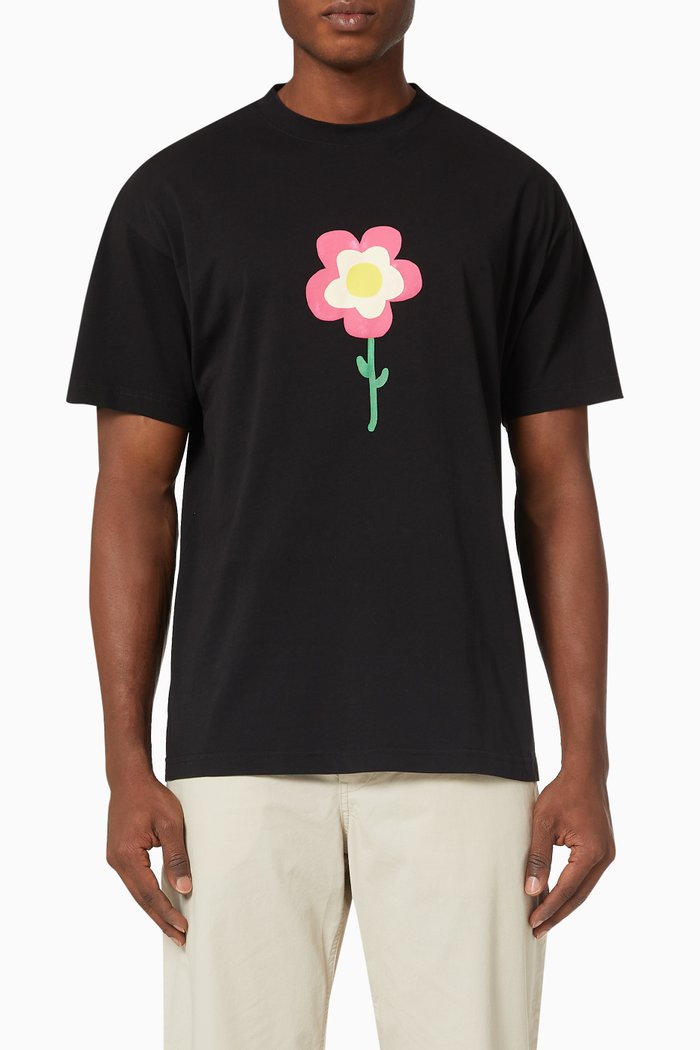 

Flower T-shirt in Jersey, Black