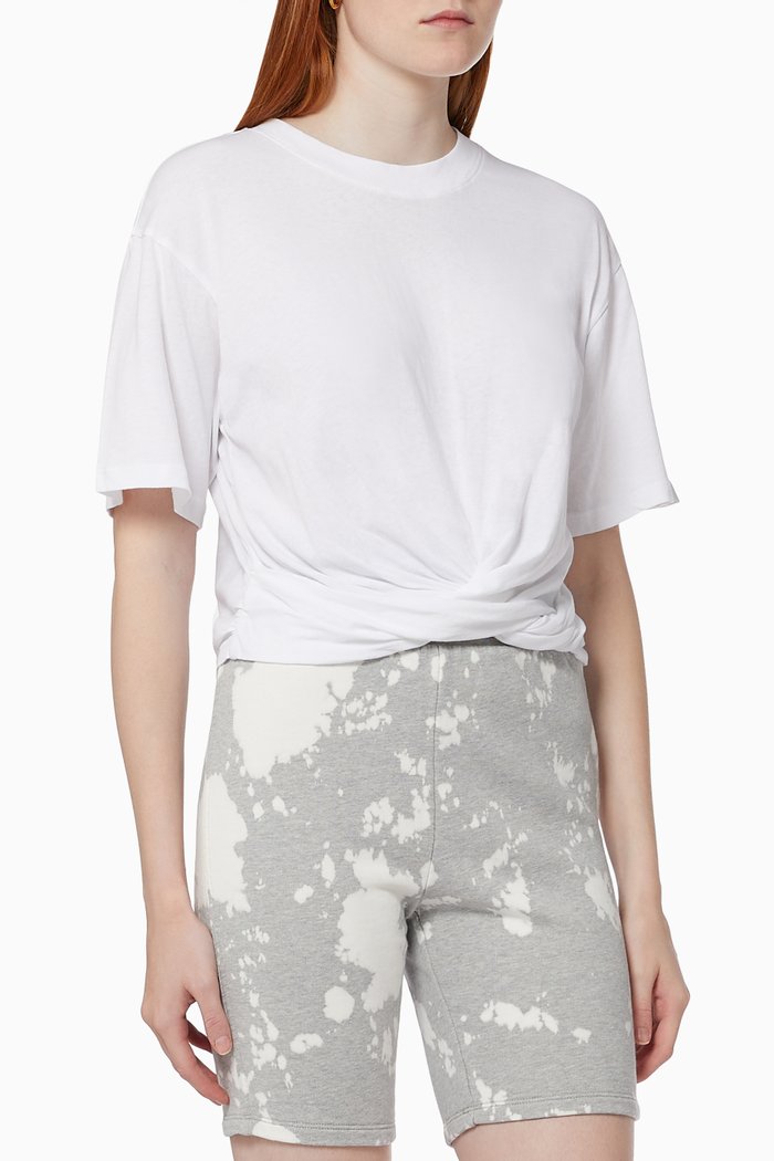 

Wrap-around Cropped T-shirt in Cotton, White