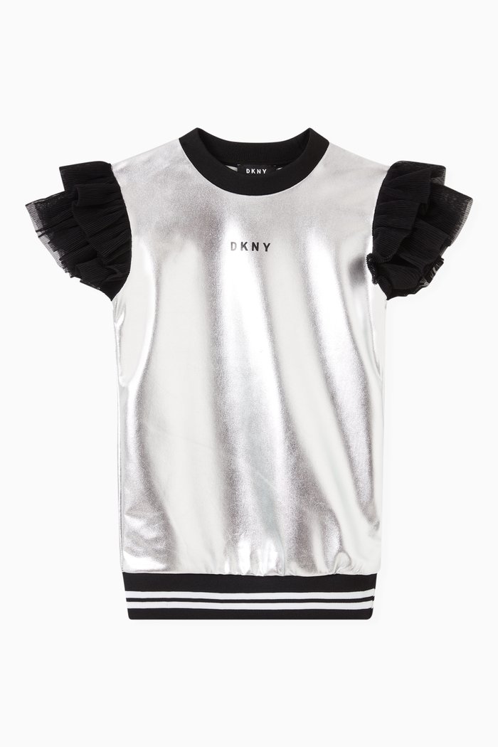 

Logo Dress in Foil, Silver
