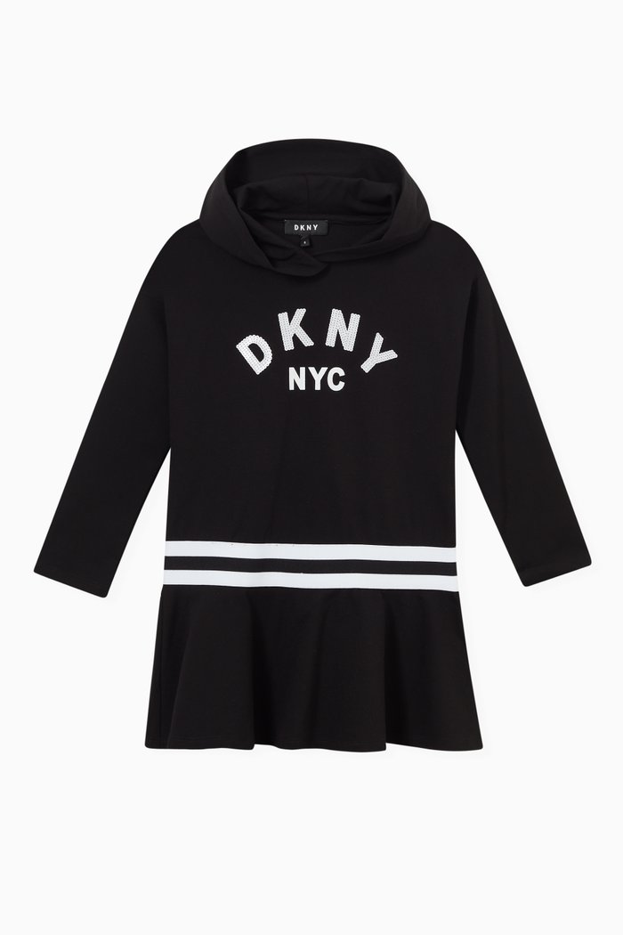 

Hooded Dress in Jersey, Black