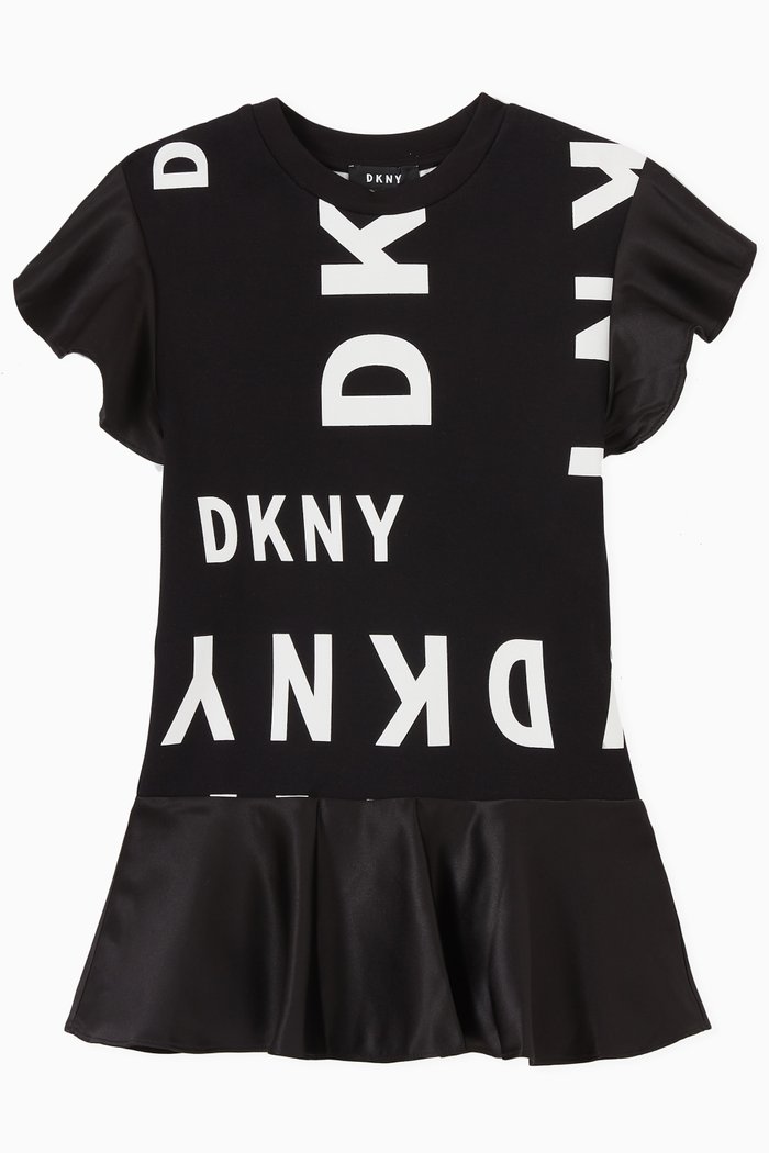 

DKNY T-shirt Dress in Jersey & Satin, Black