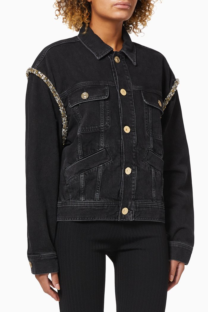 

Paloma Embellished Jacket in Denim, Black