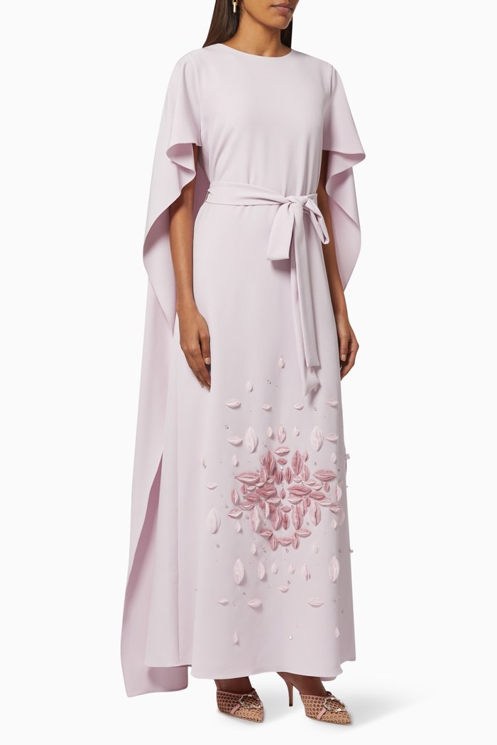 

Tara Cape Kaftan with Petal Applique, White