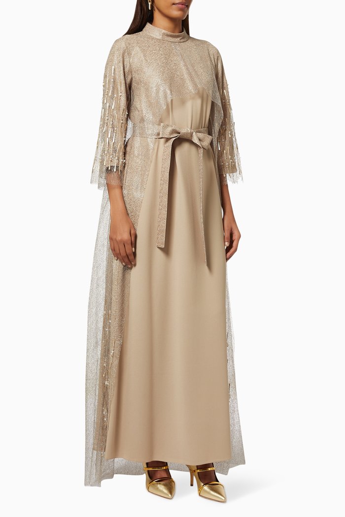 

Soha Kaftan in Embellished Tulle, Neutral
