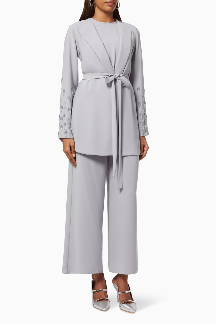 Ziya Three-Piece Set with Tassel Embellishment, Blue