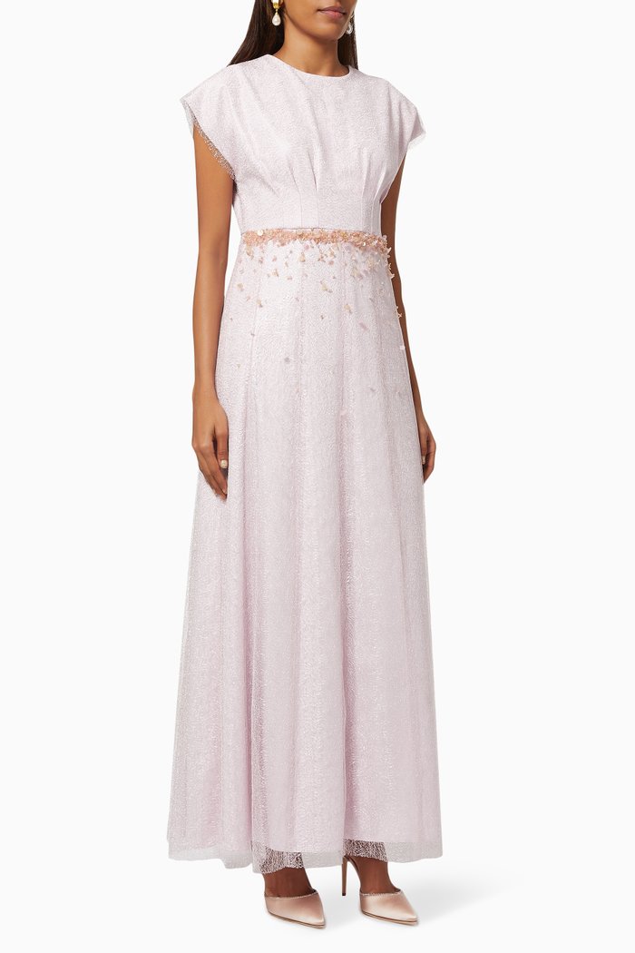 

Lara Dress in Embellished Tulle, Neutral