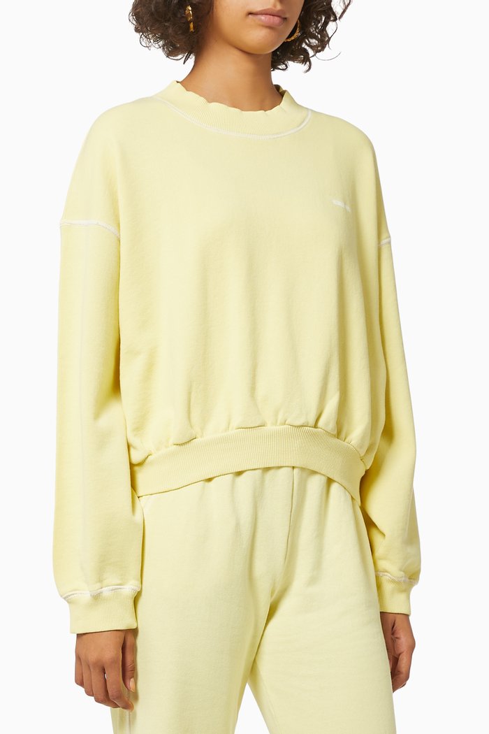 

Oversized Cropped Sweatshirt in Cotton Jersey, Yellow
