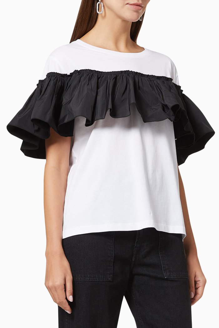 

Ruffle Top in Cotton Jersey, Black