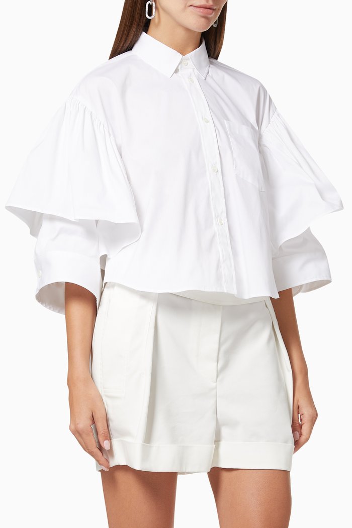 

Ruffle Top in Stretch Cotton Poplin, White