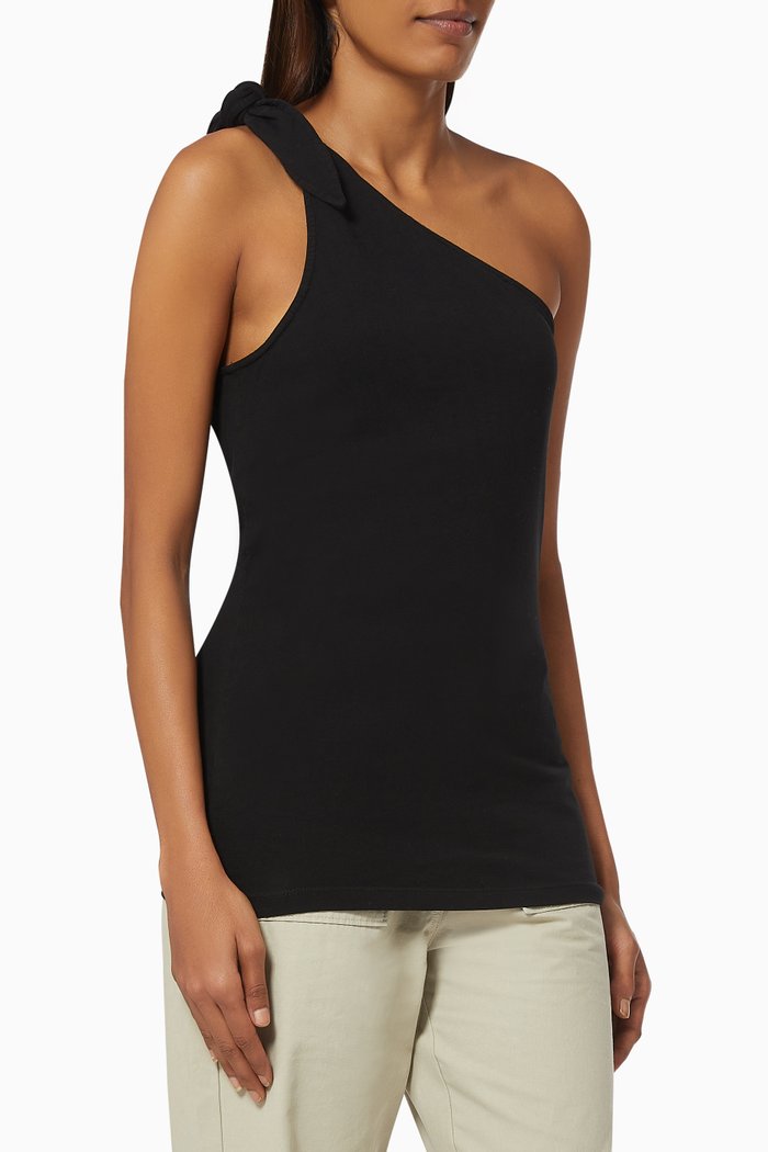 

Knot One Shoulder Tank Top in Substance Jersey, Black