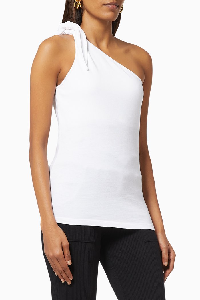 

Knot One Shoulder Tank Top in Substance Jersey, White