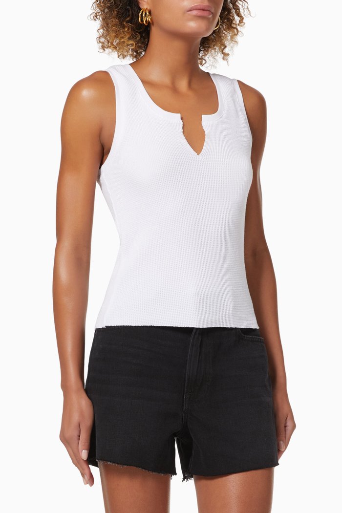 

Stark Waffle Slashed Tank Top in Jersey, White