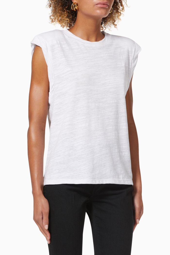 Shoulder Pad Muscle T-shirt in Strata Slub, White