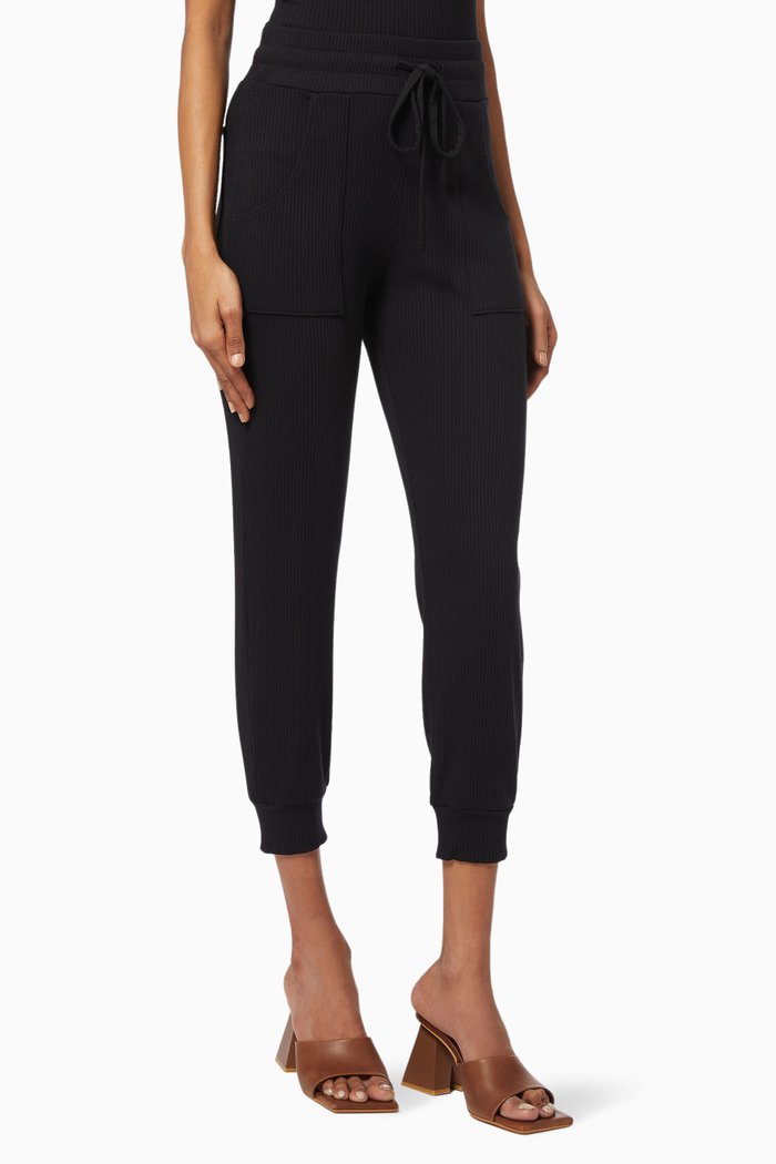 Ribbed Joggers in Alloy Rib, Black