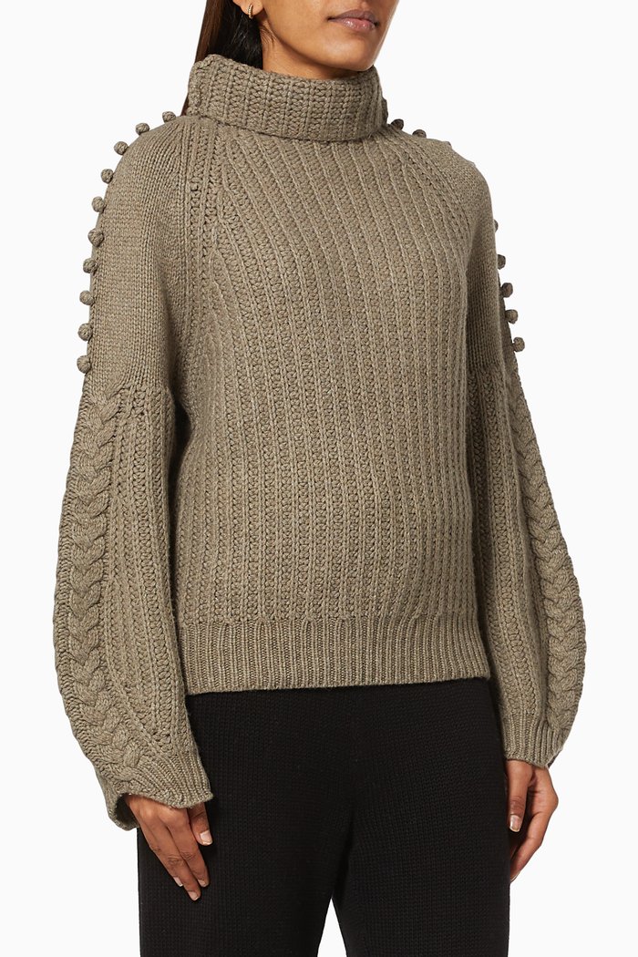 

Gemma Sweater in Merino Wool & Cotton Knit, Green