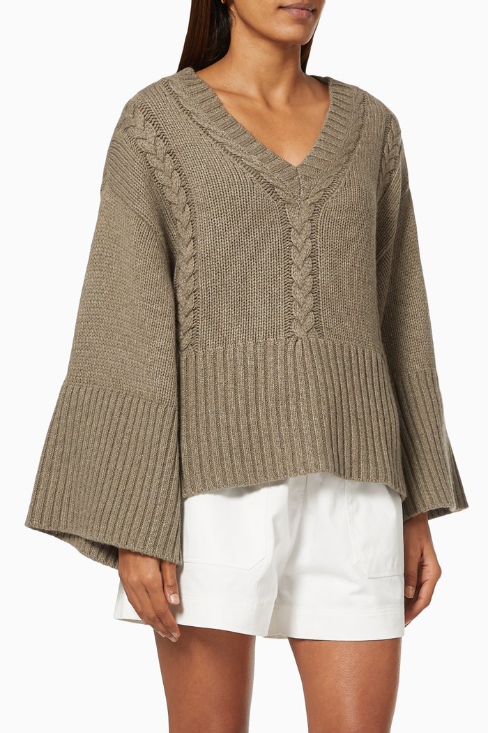 

Kayla Sweater in Merino Wool & Cotton Knit, Green