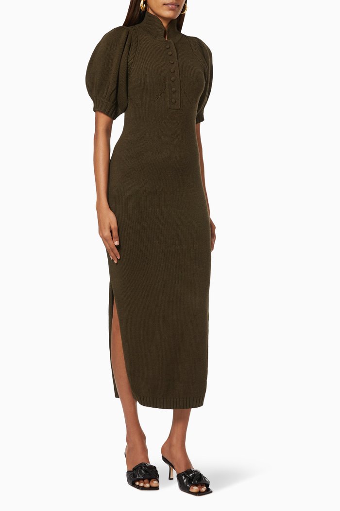 

Leisa Midi Dress in Cotton Cashmere Knit, Green