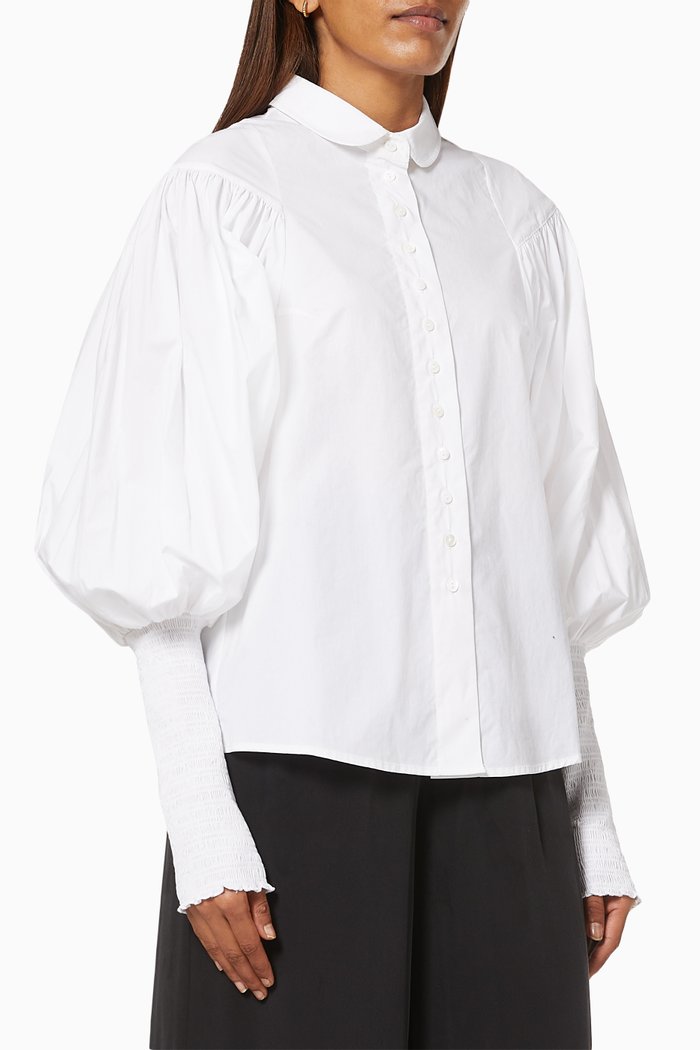 

Elissa Long Sleeve Shirt in Organic Cotton Poplin, White