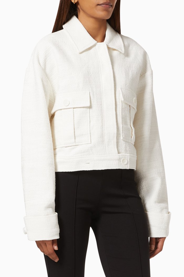 

Adriana Crop Jacket in Cotton, Neutral