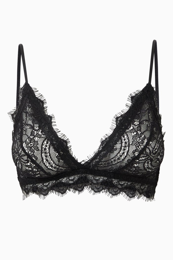 

Lace Bra with Trim, Black
