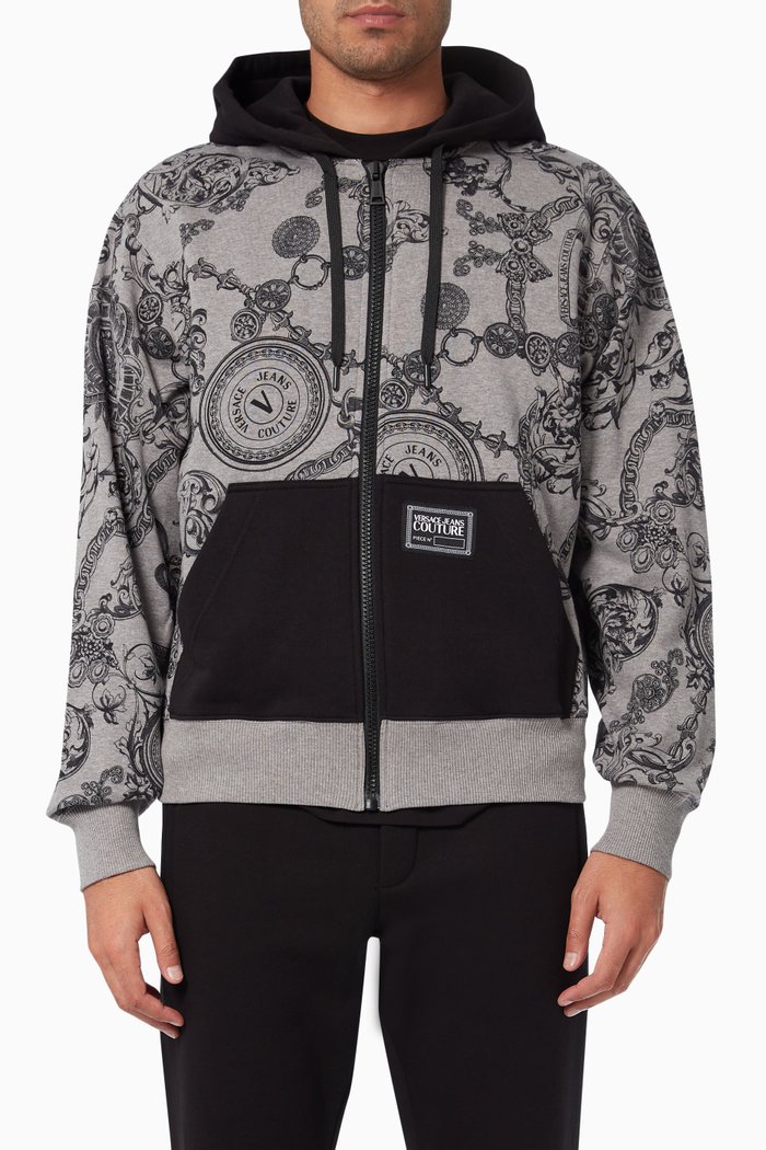 

Regalia Baroque Zip Hoodie in Cotton, Grey