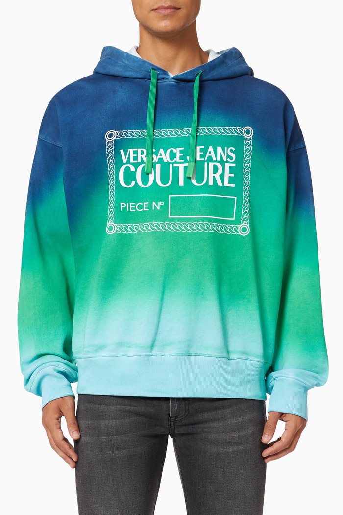 

Tie-dye Logo Hoodie in Cotton Jersey, Blue
