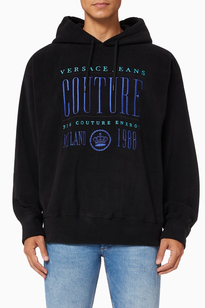 

Vintage Logo Hoodie in Cotton Terry, Black