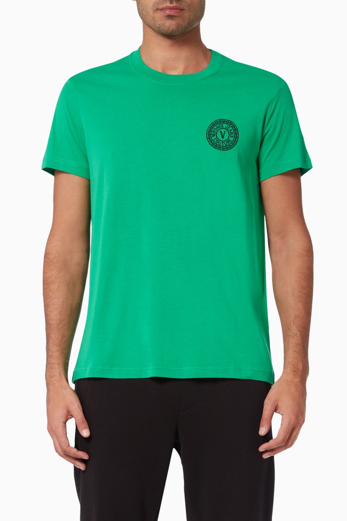 

V-emblem Print T-shirt in Cotton, Green