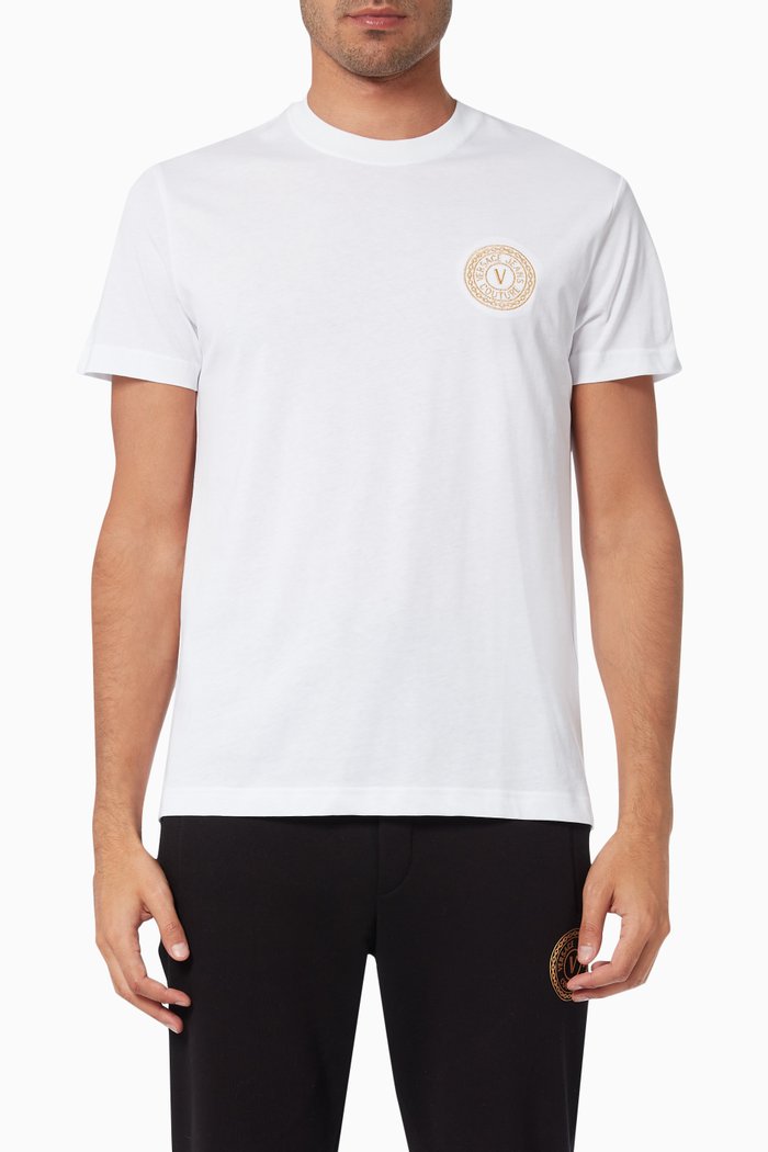 

V-emblem Print T-shirt in Cotton, White