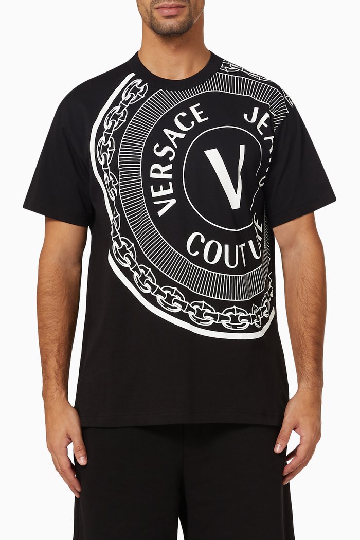 

Large V-emblem Print T-shirt in Cotton, Black
