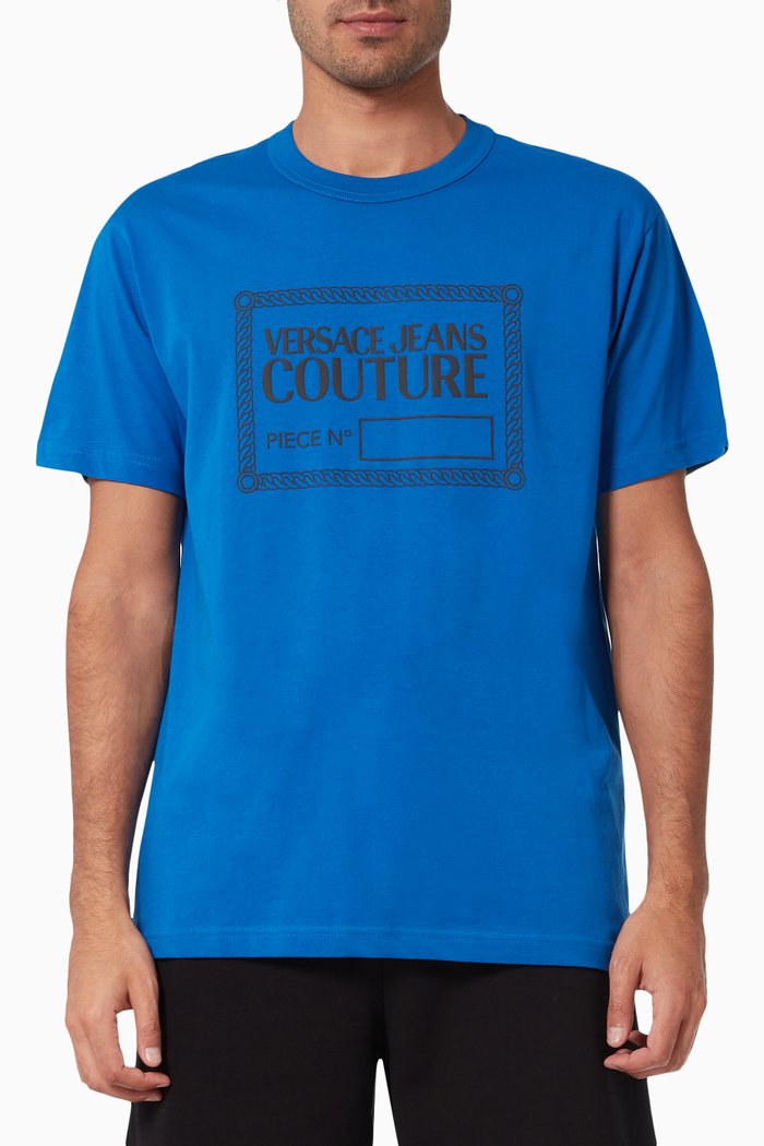 

Piece Number Logo Print T-shirt in Cotton, Blue