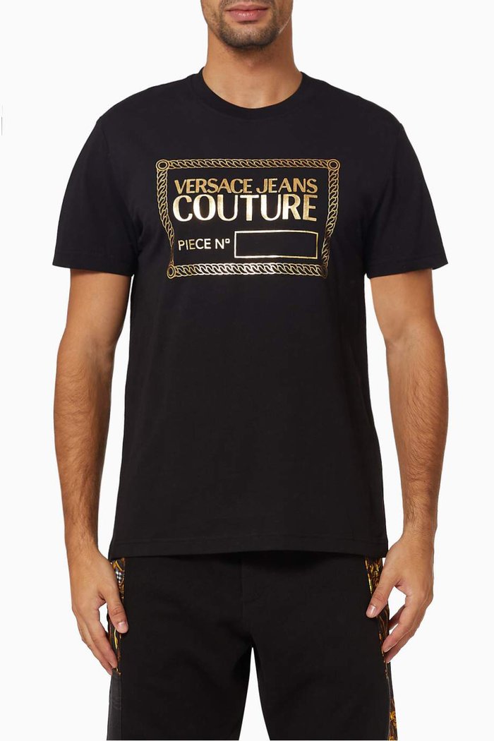 

Piece Number Logo Print T-shirt in Cotton, Black