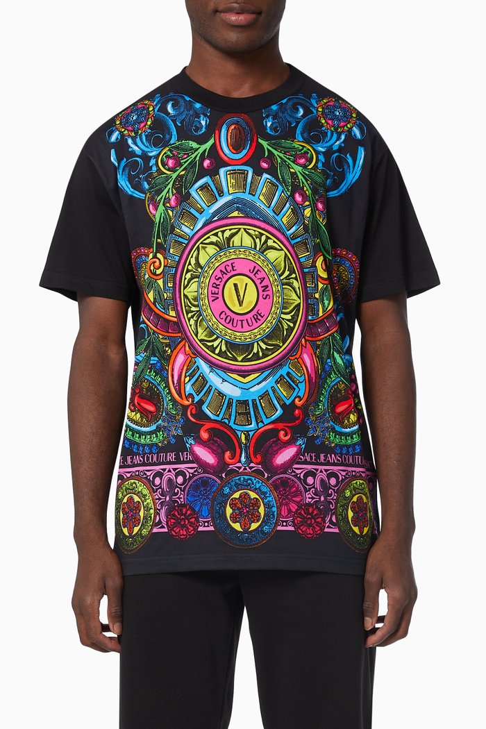 

Regalia Print T-shirt in Cotton, Black