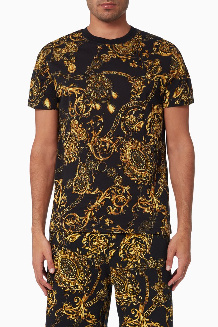 

Regalia Baroque Print T-shirt in Cotton, Black