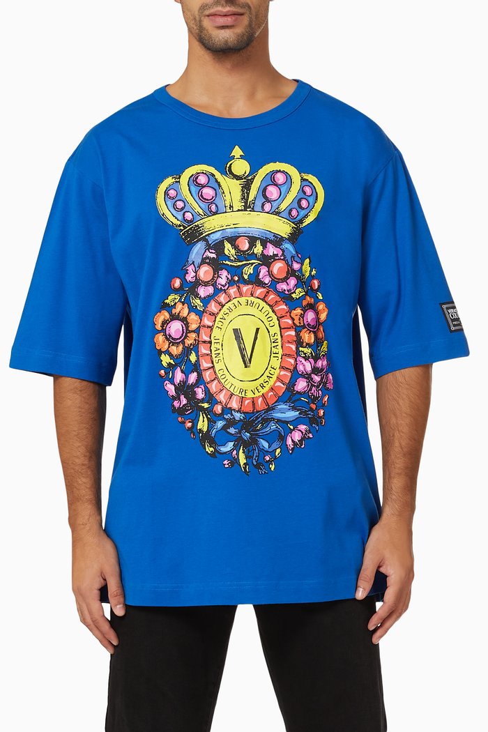Regalia Crest T-shirt in Cotton, Blue