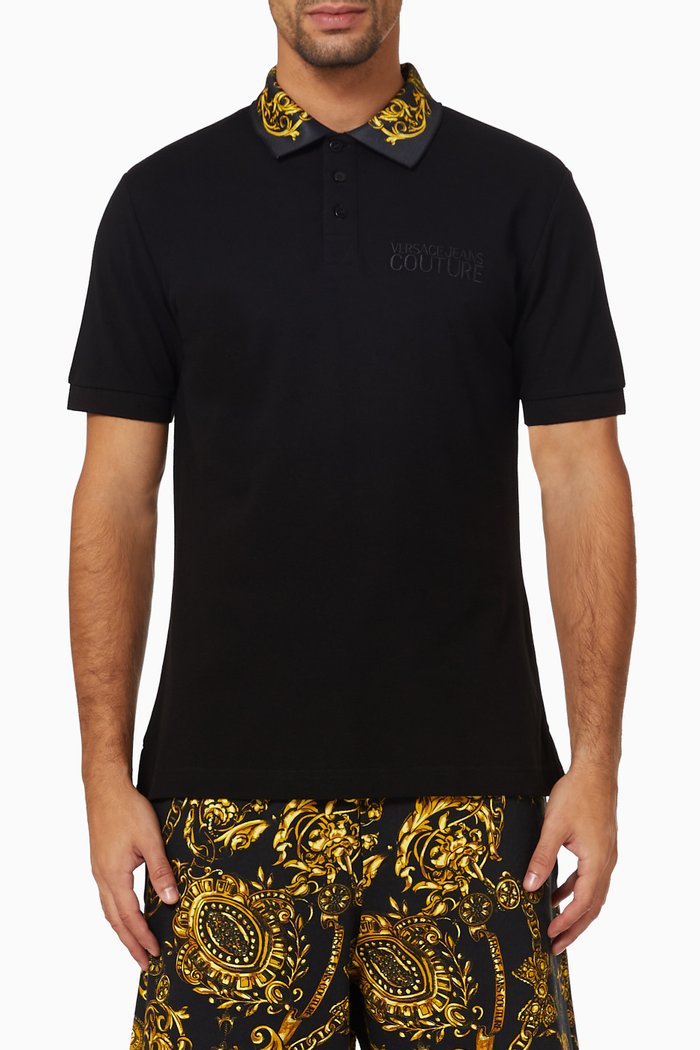 

Regalia Baroque Polo Shirt in Cotton, Black