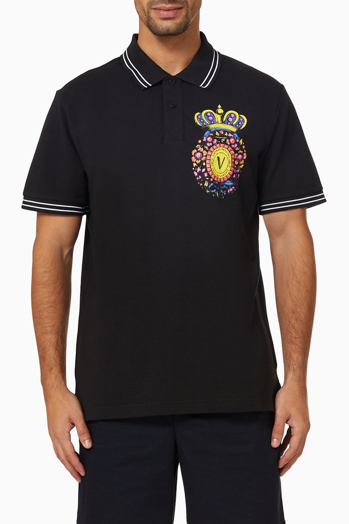 

Regalia Crest Polo Shirt in Cotton, Black