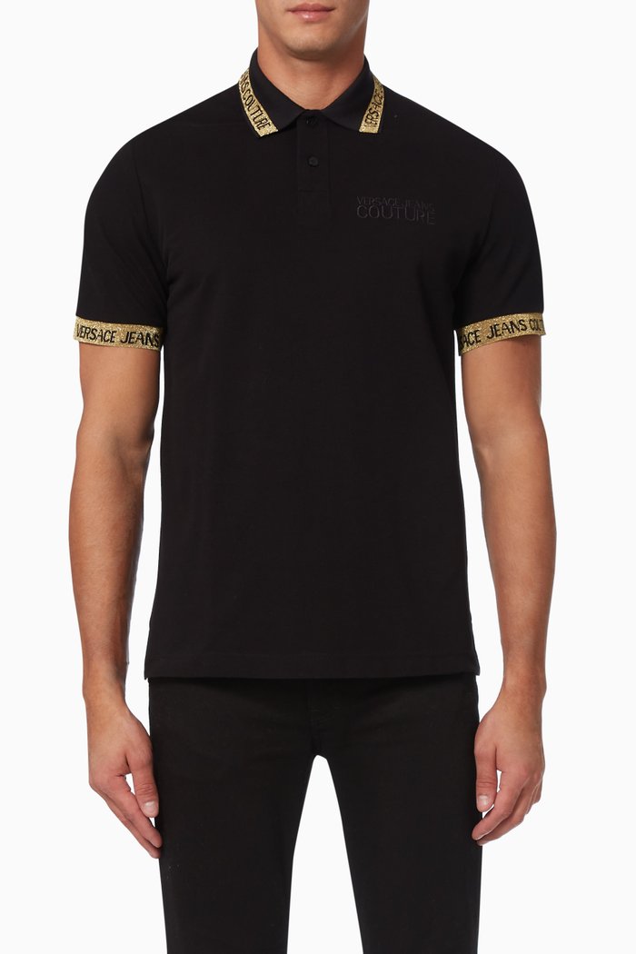 

Institutional Logo Polo Shirt in Cotton, Black