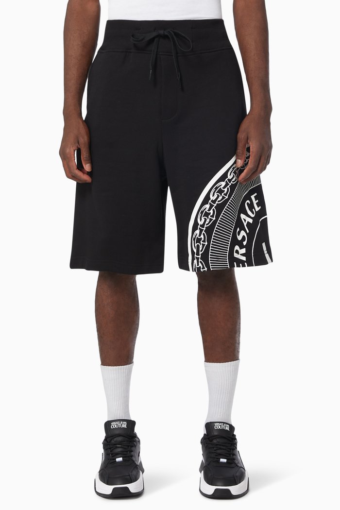 

Large V-emblem Print Sweatshorts in Cotton, Black