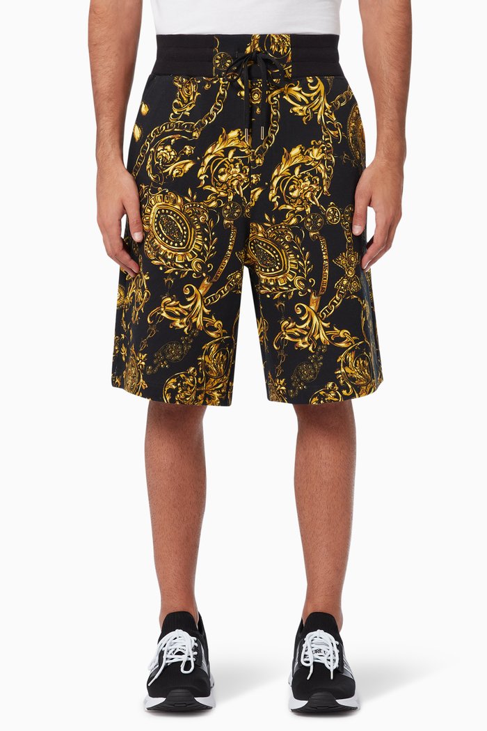 

Regalia Baroque Print Sweatshorts in Cotton, Black