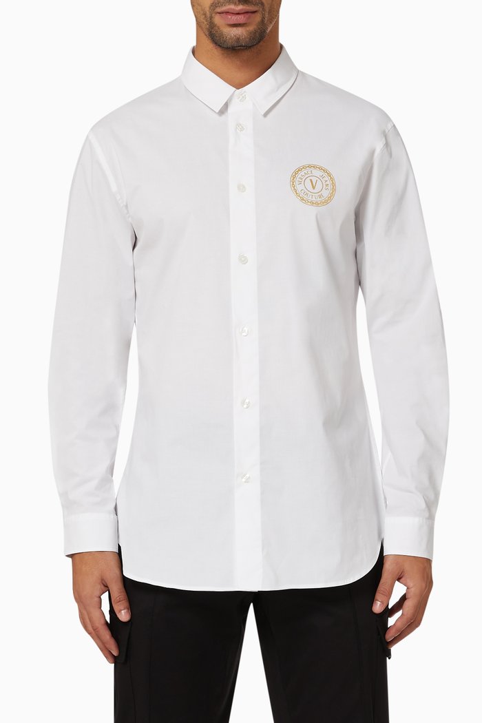 

V-emblem Print Shirt in Cotton, White