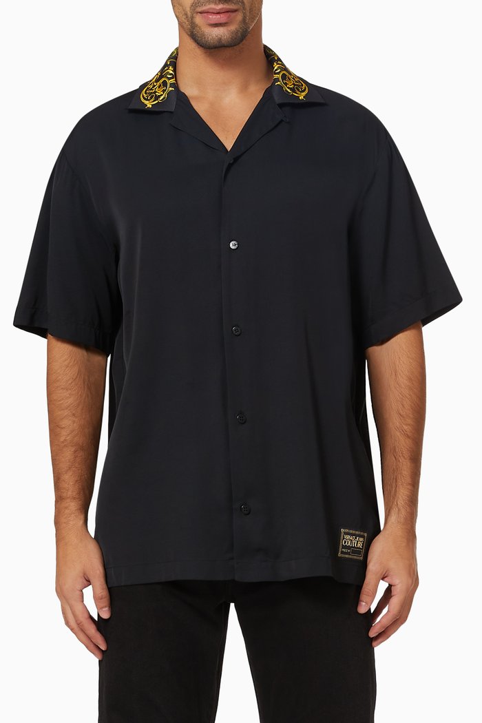 

Baroque Collar Shirt in Viscose, Black