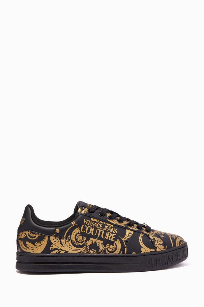 

Court 88 Baroque Print Sneakers in Leather, Black