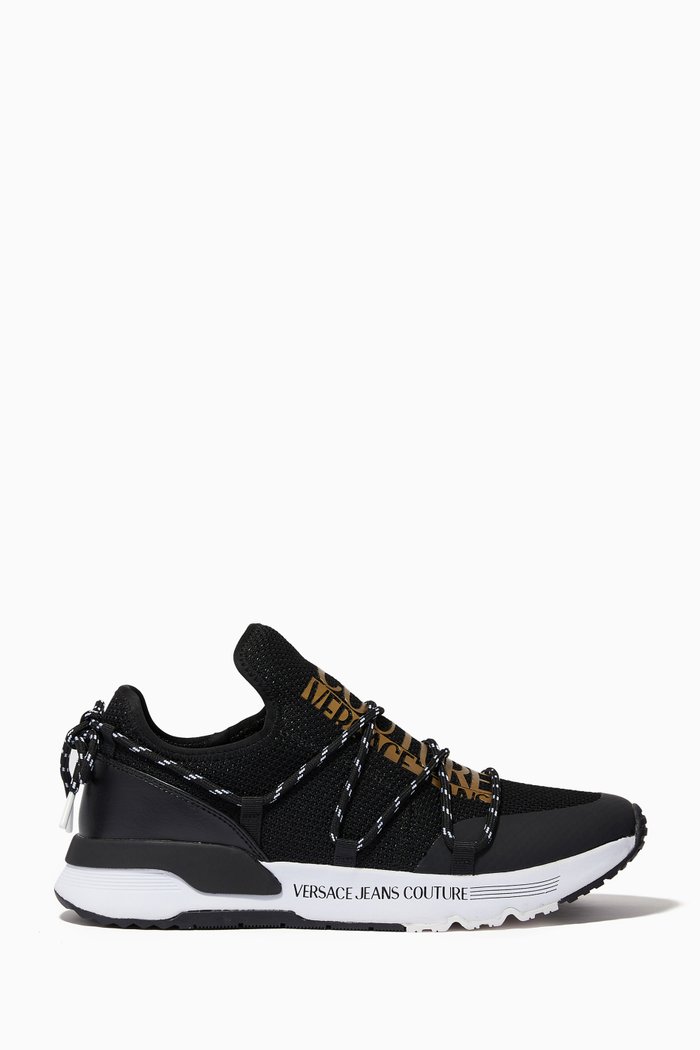 

Dynamic Sneakers in Mesh Knit & PU Leather, Black