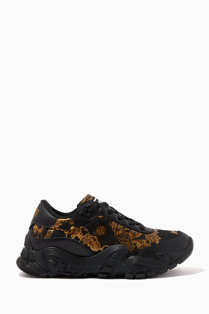 

Impulse Baroque Print Sneakers in Leather, Black