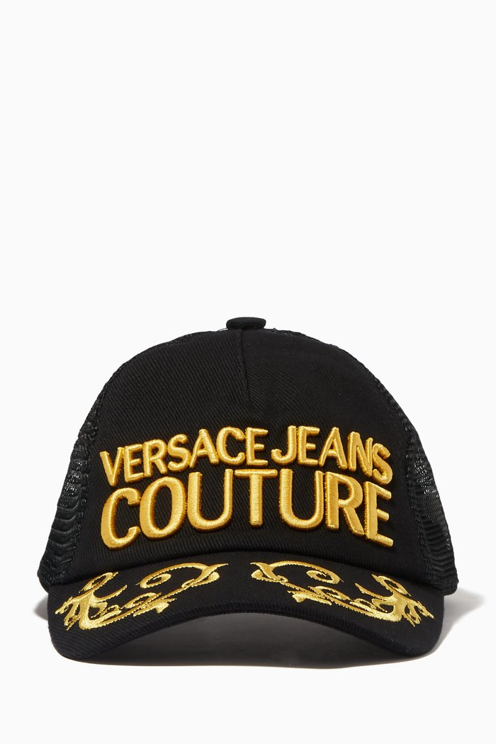 Logo Embroidered Cap in Cotton, Black