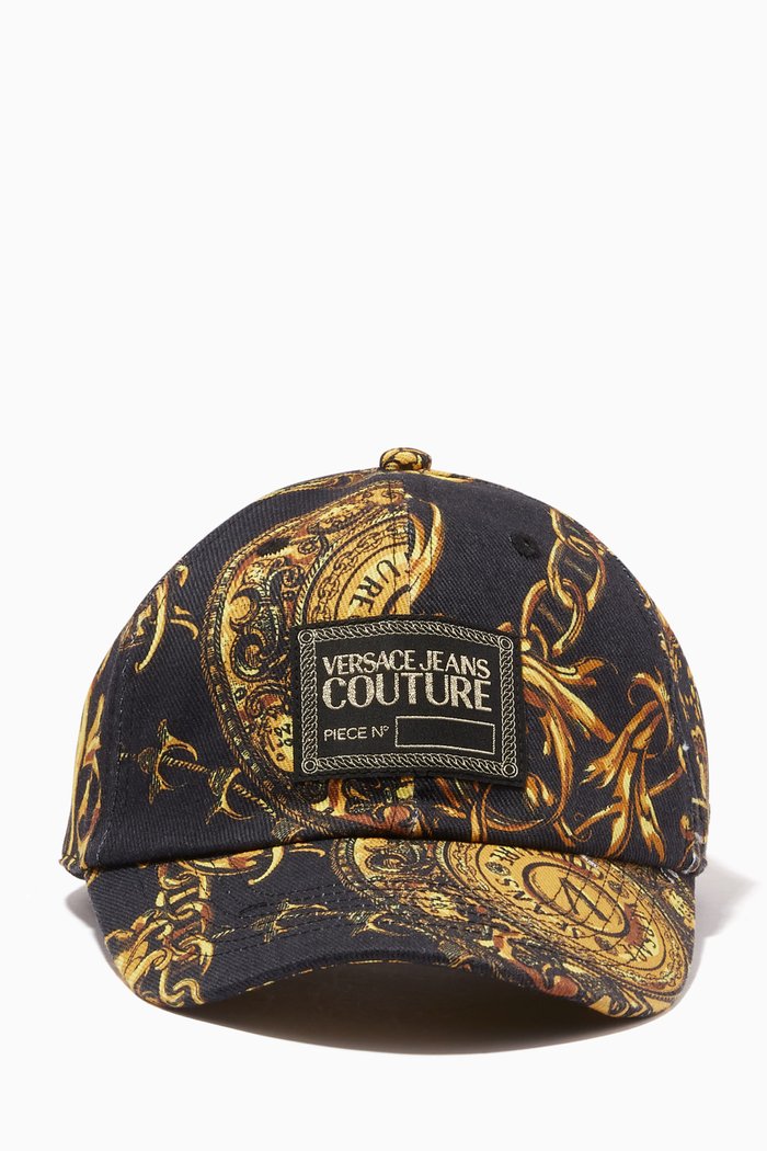 

Logo Baroque Print Cap in Cotton, Black
